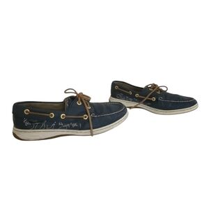 Sperry Topsiders Navy Bluefish Leather Boat Shoe  7.5